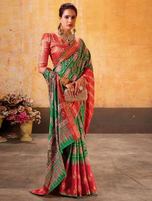 peach ethnic motifs zari patola saree 2