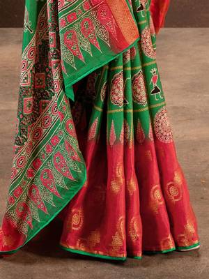 peach ethnic motifs zari patola saree 4