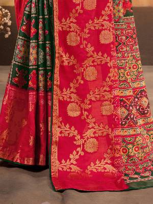 pink ethnic motifs zari designer patola saree 4