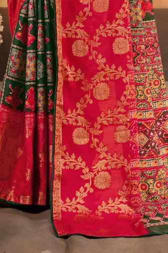 pink ethnic motifs zari designer patola saree