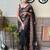 black embellished embroidered poly georgette saree