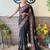 black embellished embroidered poly georgette saree