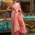 peach peach-coloured ethnic motifs woven design banarasi saree