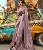 mauve mauve ethnic motifs woven design banarasi saree