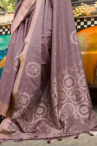mauve mauve ethnic motifs woven design banarasi saree
