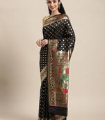 black black zari silk blend paithani saree