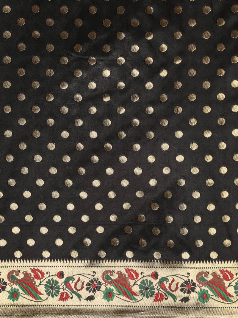 black black zari silk blend paithani saree