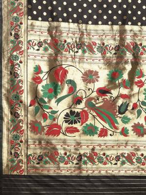 black black zari silk blend paithani saree 4
