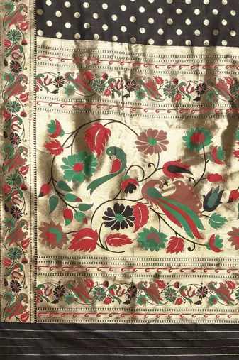 black black zari silk blend paithani saree