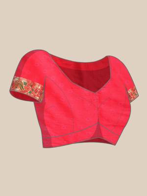 red red zari silk blend paithani saree 5