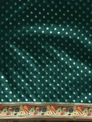 green green zari silk blend paithani saree 4