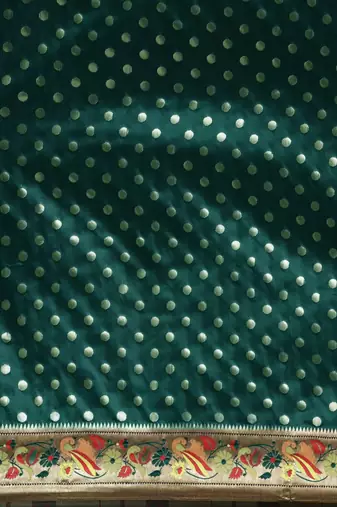 green green zari silk blend paithani saree