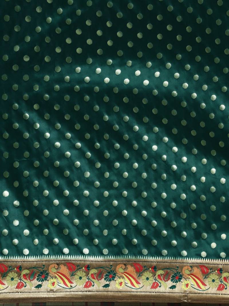 green green zari silk blend paithani saree