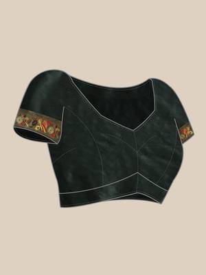 green green zari silk blend paithani saree 5