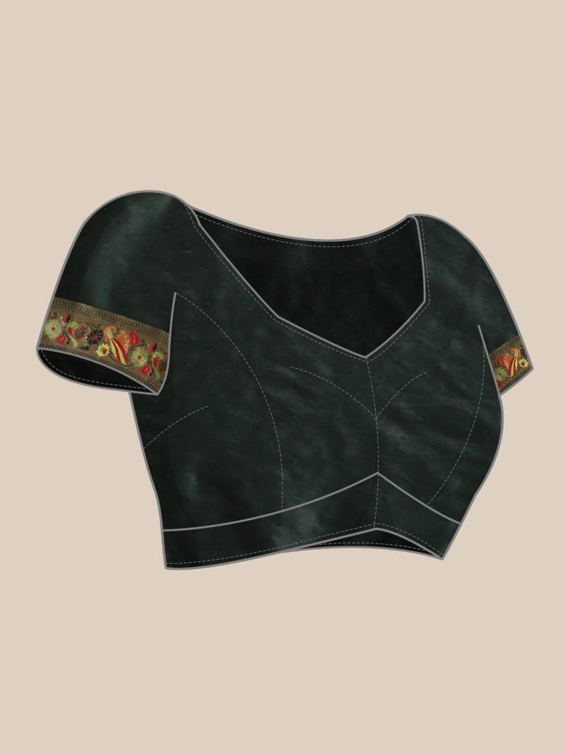 green green zari silk blend paithani saree