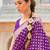 violet violet & golden ethnic motifs zari banarasi saree