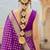 violet violet & golden ethnic motifs zari banarasi saree