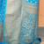 turquoise turquoise blue & gold-toned zari banarasi saree
