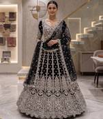 Purple Net Semi Stitched Lehenga Choli with Embroidery & Sequence Work