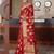 red red & gold-toned floral woven design zari organza saree