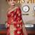 red red & gold-toned floral woven design zari organza saree