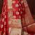 red red & gold-toned floral woven design zari organza saree