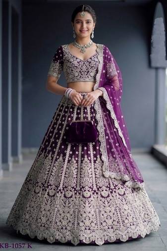 Teal Net Semi Stitched Lehenga Choli with Embroidery & Sequence Work