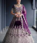 Teal Net Semi Stitched Lehenga Choli with Embroidery & Sequence Work
