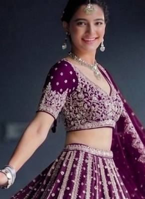 Teal Net Semi Stitched Lehenga Choli with Embroidery & Sequence Work 3