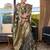 grey grey & red floral woven design zari organza saree