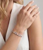 925 Sterling Silver Pink Crystal Heart Bracelet for Women