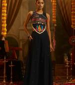 Alluring Black Sequins Georgette Navratri Wear Crop Top With Palazzo