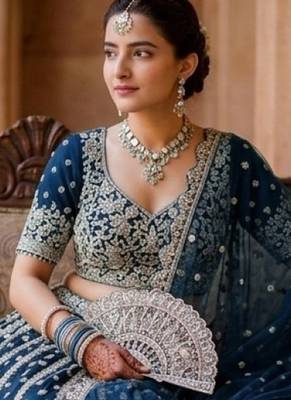 Black Net Semi Stitched Lehenga Choli with Embroidery & Sequence Work 3