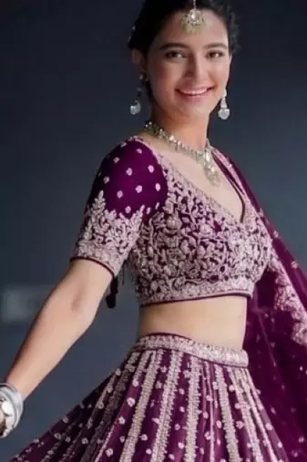 Black Net Semi Stitched Lehenga Choli with Embroidery & Sequence Work
