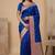 Blue floral zari booti semi kataan silk banarasi saree