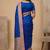 Blue floral zari booti semi kataan silk banarasi saree