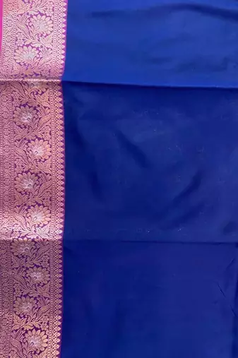Blue floral zari booti semi kataan silk banarasi saree