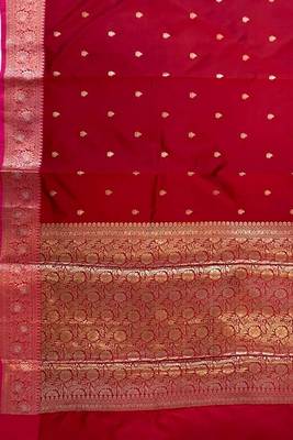 Maroon floral zari booti semi kataan silk banarasi saree 4