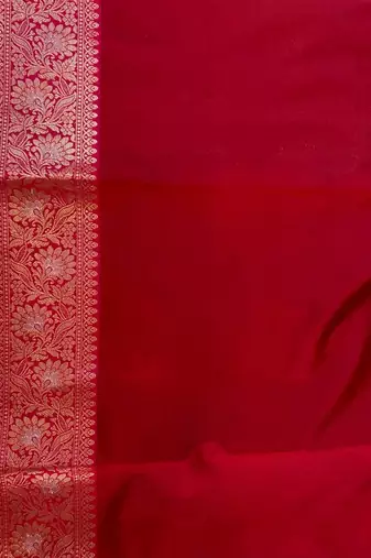 Maroon floral zari booti semi kataan silk banarasi saree