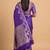 Blue floral zari booti semi silk banarasi saree