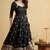 Black thread sequins embroidered cosmo anarkali suit with pants & dupatta