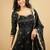 Black thread sequins embroidered cosmo anarkali suit with pants & dupatta