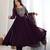 Purple sequence jari work fox georgette anarkali suit with dupatta & pant