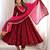 Maroon roman silk readymade anarkali suit with embroidery & sequence work