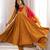 Mustard roman silk readymade anarkali suit with embroidery & sequence work