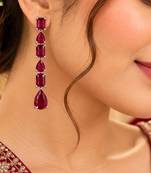 Ruby ad & agate stone earrings rhodium plated
