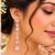 Baby pink ad & agate stone earrings rhodium plated