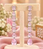 Baby pink ad & agate stone earrings rhodium plated