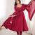 Maroon roman silk readymade anarkali suit with embroidery & sequence work