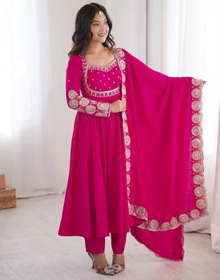 Rani roman silk readymade anarkali suit with embroidery & sequence work 1